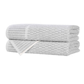 Cotton Blend Textured Checkered Bath Towel Set of 2